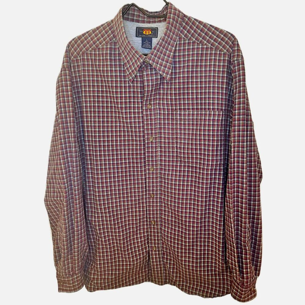 Vintage Y2K Route 66 Men's Large Thermal-Lined Plaid Cotton Button-Down Shacket